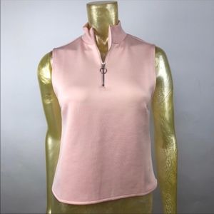 ZARA Collection Pink Scuba Blouse Tank Top sz M **